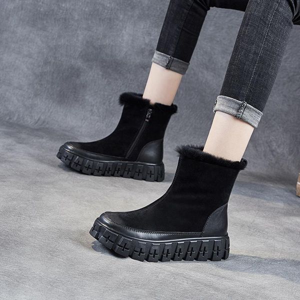 boots yiluan genuine leather snow female fur mouth 2021 winter plus velvet thick short flat zipper cotton shoes, Black
boots yiluan genuine leather snow female fur mouth 2021 winter plus velvet thick short flat zipper cotton shoes, Black