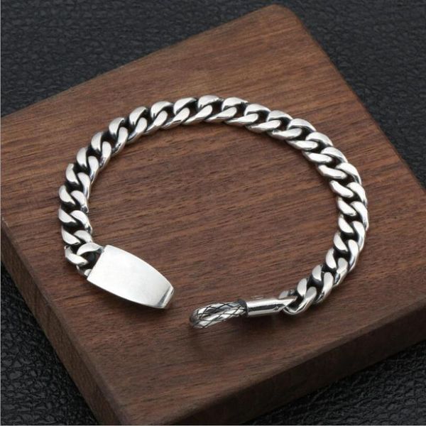 link, chain handmade 100% 925 silver bracelet vintage sterling man, Black
link, chain handmade 100% 925 silver bracelet vintage sterling man, Black