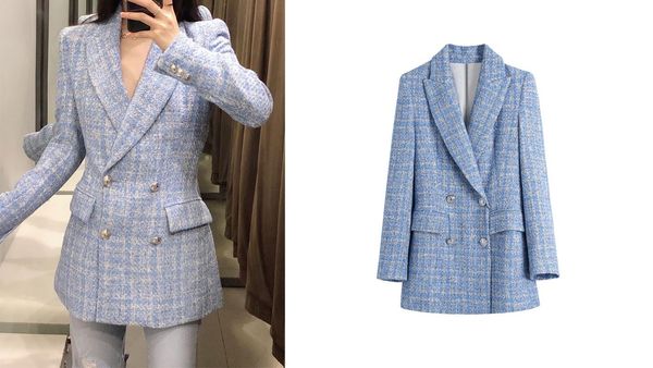 spring and autumn women's fashion plaid textured blazer double-breasted work lapel jacket ladies formal suits & blazers, White;black
spring and autumn women's fashion plaid textured blazer double-breasted work lapel jacket ladies formal suits & blazers, White;black