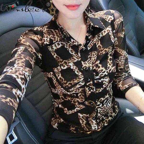 women's blouses & shirts spring fall european clothes mesh thin blouse office lady fashion print leopard button drape women casual, White
women's blouses & shirts spring fall european clothes mesh thin blouse office lady fashion print leopard button drape women casual, White