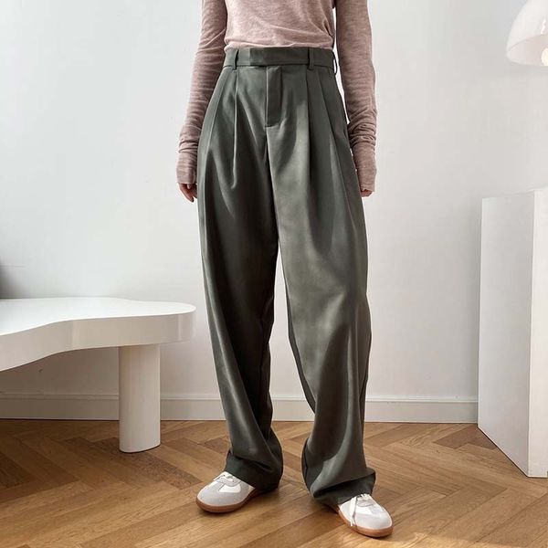 women's pants & capris autumn high waist wide leg straight pant army green vintage loose elegant casual long trousers qxs4, Black;white
women's pants & capris autumn high waist wide leg straight pant army green vintage loose elegant casual long trousers qxs4, Black;white