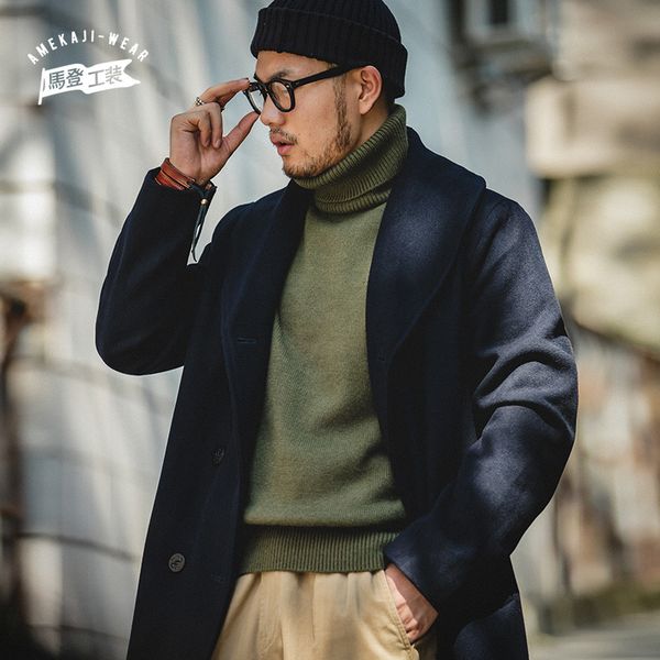 maden winter s men's casual brand ets solid color blends woolen pea male trench coat overcoat et, Black
maden winter s men's casual brand ets solid color blends woolen pea male trench coat overcoat et, Black