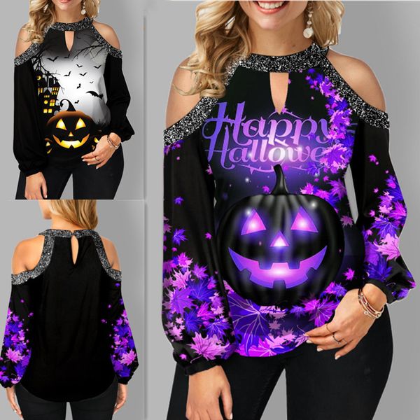 halloween women's t-shirt pumpkin strapless round neck print fashion street hipster, White
halloween women's t-shirt pumpkin strapless round neck print fashion street hipster, White