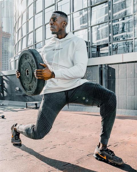men's pants stretch slim feet squat training leg sportswear, Black
