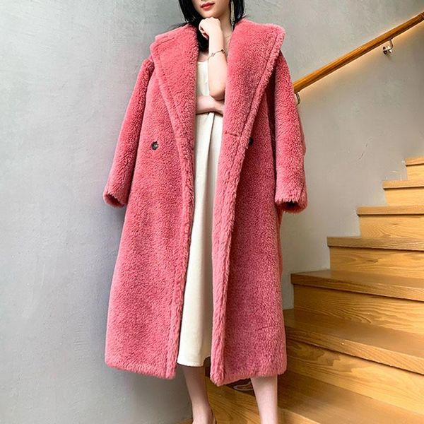 women's fur & faux sheep shearing coat teddy bear winter parka real 100% wool thick warm clothes female long style fashion, Black
women's fur & faux sheep shearing coat teddy bear winter parka real 100% wool thick warm clothes female long style fashion, Black