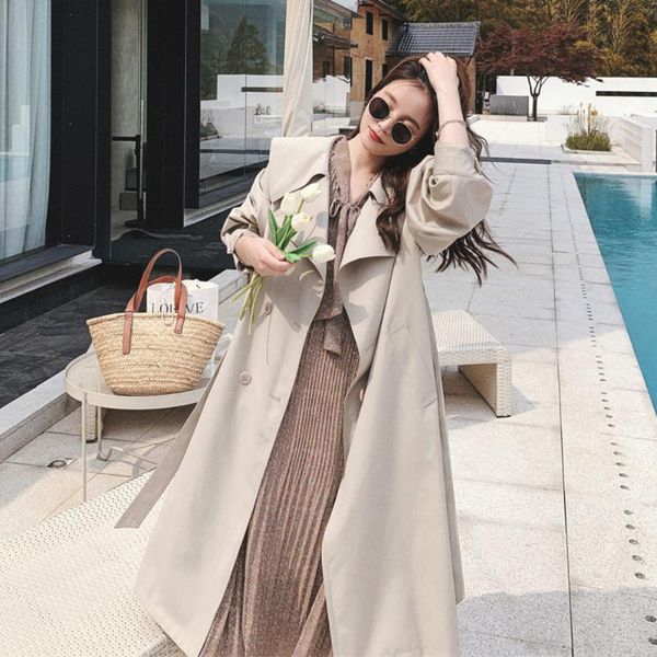 women's trench coats fashion chic collar women mid-length windbreaker jacket 2021 early autumn over the knee loose slim trend coat, Tan;black
women's trench coats fashion chic collar women mid-length windbreaker jacket 2021 early autumn over the knee loose slim trend coat, Tan;black
