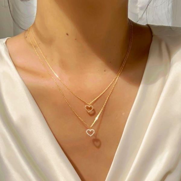 pendant necklaces fashion wedding heart necklace for women multilayered gold crystal valentine's day gifts jewelrys, Silver
pendant necklaces fashion wedding heart necklace for women multilayered gold crystal valentine's day gifts jewelrys, Silver