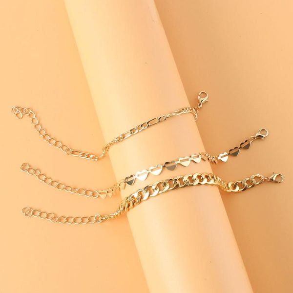 charm bracelets 2021 fashion bohemian gold chains heart for women jewelry alloy 3 pcs set bracelet femme female mujer, Golden;silver
charm bracelets 2021 fashion bohemian gold chains heart for women jewelry alloy 3 pcs set bracelet femme female mujer, Golden;silver