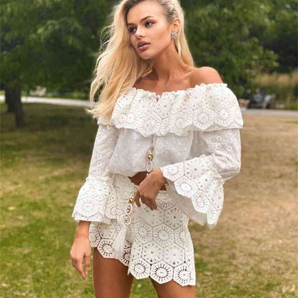 two piece dress 2021 spring and summer women sets hollow out white off the shoulder blouse shorts holiday vocation zey0
two piece dress 2021 spring and summer women sets hollow out white off the shoulder blouse shorts holiday vocation zey0