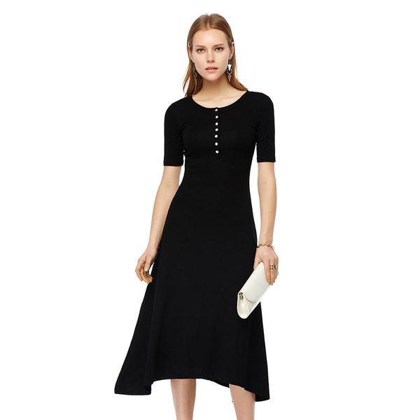 women autumn dress brief natural style button decoration short sleeve womens stretch cauasl maxi long casual dresses, Black;gray
women autumn dress brief natural style button decoration short sleeve womens stretch cauasl maxi long casual dresses, Black;gray