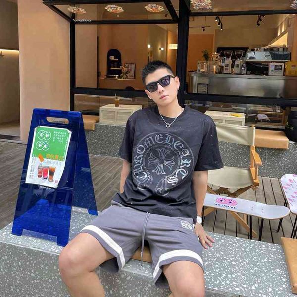 21 summer kro men's and women's loose half horseshoe sanskrit cross drill laser short sleeve t-shirt, White;black
21 summer kro men's and women's loose half horseshoe sanskrit cross drill laser short sleeve t-shirt, White;black