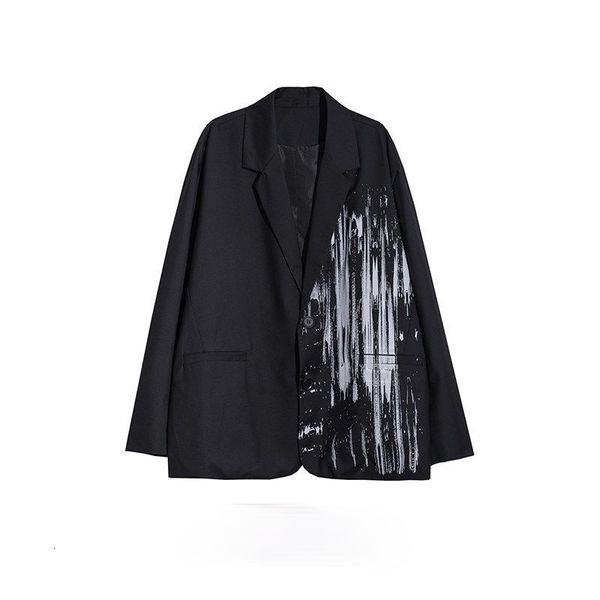 men's suits & blazers summer painting printing casual suit and women's same style baggy coat male students korean trendy mens blze, White;black
men's suits & blazers summer painting printing casual suit and women's same style baggy coat male students korean trendy mens blze, White;black