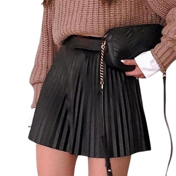 fashion women high waist pleated skirt autumn solid color faux leather a-line short skirts lady elastic mini, Black
fashion women high waist pleated skirt autumn solid color faux leather a-line short skirts lady elastic mini, Black