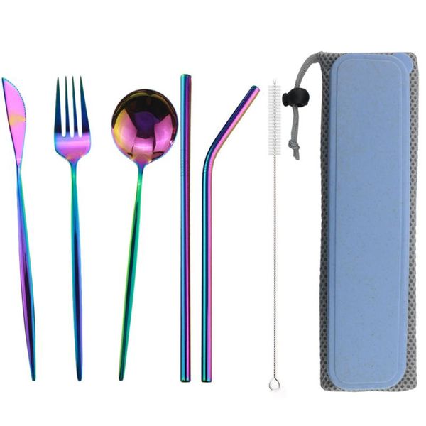 dinnerware sets 8pcs rainbow portable set travel cutlery straw fork spoon knife flatware 18/10 stainless steel tableware with box
dinnerware sets 8pcs rainbow portable set travel cutlery straw fork spoon knife flatware 18/10 stainless steel tableware with box