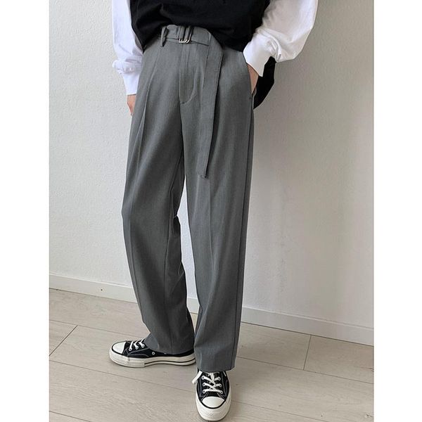 men's suits & blazers grey/black belt suit pants formal social mens dress korean loose straight leg casual men wide trousers, White;black
men's suits & blazers grey/black belt suit pants formal social mens dress korean loose straight leg casual men wide trousers, White;black
