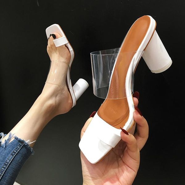 slippers summer slides transparent pvc square toe clip-on high heels genuine leather casual sandals mules flip flops shoes, Black
slippers summer slides transparent pvc square toe clip-on high heels genuine leather casual sandals mules flip flops shoes, Black