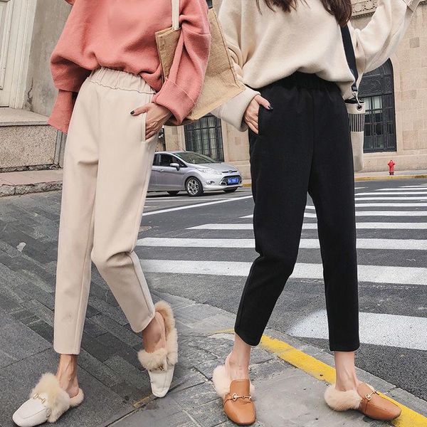 women's pants & capris woolen pant autumn and winter korean high waist trousers pockets loose straight wild black harem female, Black;white
women's pants & capris woolen pant autumn and winter korean high waist trousers pockets loose straight wild black harem female, Black;white