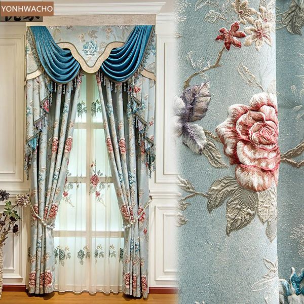 curtain & drapes custom luxury living room bedroom 3d embossed european jacquard blue cloth blackout valance tulle panel c680
curtain & drapes custom luxury living room bedroom 3d embossed european jacquard blue cloth blackout valance tulle panel c680