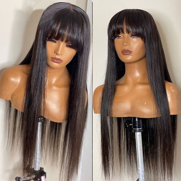 lx brand long fringe wig human hair brazilian straight human hair wigs with bangs full machine wig for women remy hair 180% densityfac, Black
lx brand long fringe wig human hair brazilian straight human hair wigs with bangs full machine wig for women remy hair 180% densityfac, Black