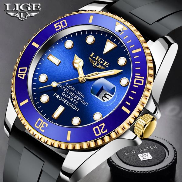 wristwatches 2021 watch men silicone strap 30m waterproof watches lige sport quartz wristwatch relogio masculino+box, Slivery;brown
wristwatches 2021 watch men silicone strap 30m waterproof watches lige sport quartz wristwatch relogio masculino+box, Slivery;brown