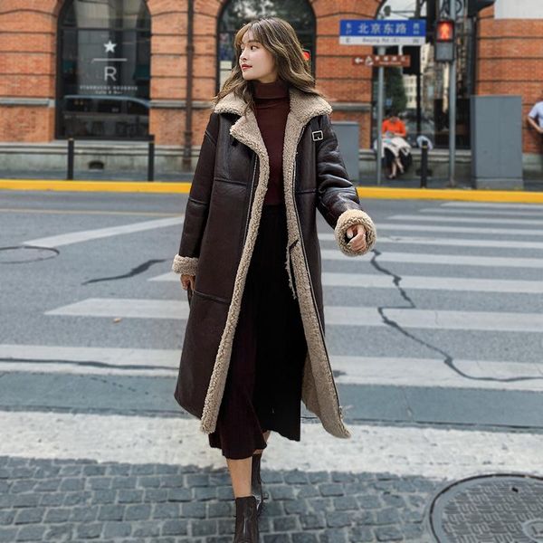 women's fur & faux female winter real coat natural sheep shearling genuine leather jacket women long streetwear sheepskin coats hiver 1, Black
women's fur & faux female winter real coat natural sheep shearling genuine leather jacket women long streetwear sheepskin coats hiver 1, Black