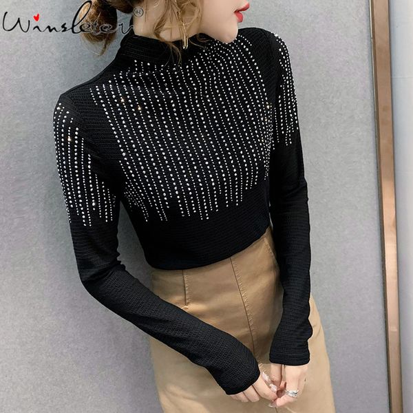 women's t-shirt spring summer korean style girls fashion shiny diamonds women long sleeve bottoming shirt tees 2021 t122, White
women's t-shirt spring summer korean style girls fashion shiny diamonds women long sleeve bottoming shirt tees 2021 t122, White