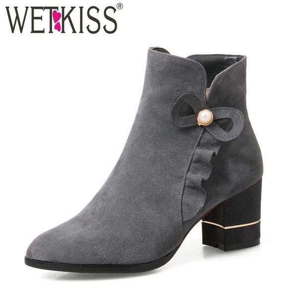 boots wetkiss cow suede ankle women pointed toe winter fashion high heels ladies shoes butterfly knot short plush footwear, Black
boots wetkiss cow suede ankle women pointed toe winter fashion high heels ladies shoes butterfly knot short plush footwear, Black
