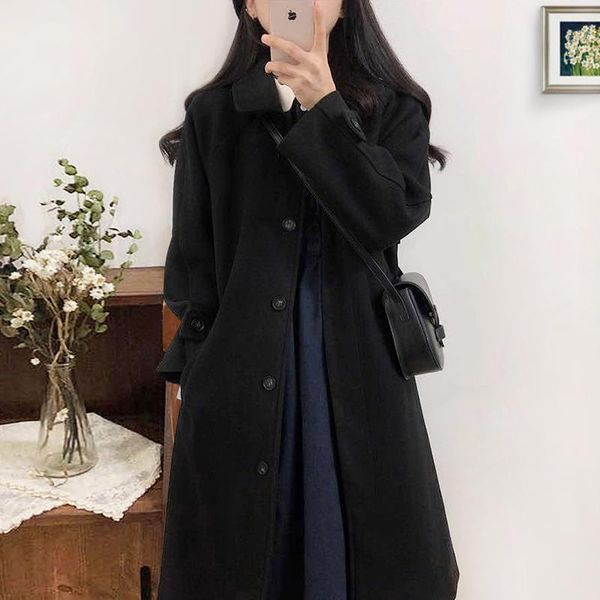 women's wool & blends winter woolen coat mid-length autumn and korean style fall clothes for women, Black
women's wool & blends winter woolen coat mid-length autumn and korean style fall clothes for women, Black