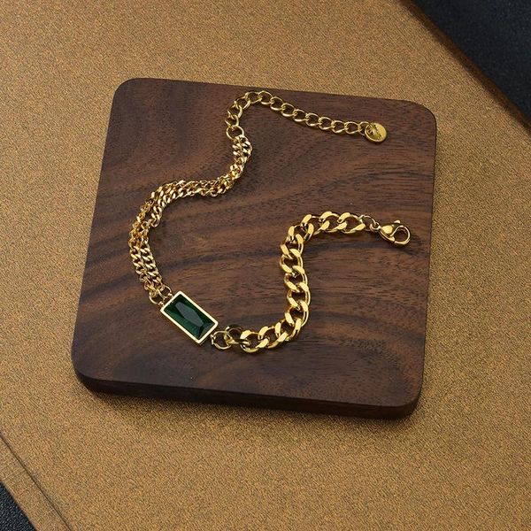 chains trendy stainless steel square green crystal zircon gold color necklace bracelet wedding party jewelry unique accessories gifts, Silver
chains trendy stainless steel square green crystal zircon gold color necklace bracelet wedding party jewelry unique accessories gifts, Silver