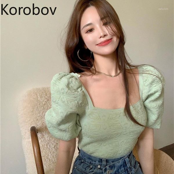 women's t-shirt korobov women t shirts 2021 arrival vintage square collar puff sleeve knitted korean elegant slim tee, White
women's t-shirt korobov women t shirts 2021 arrival vintage square collar puff sleeve knitted korean elegant slim tee, White
