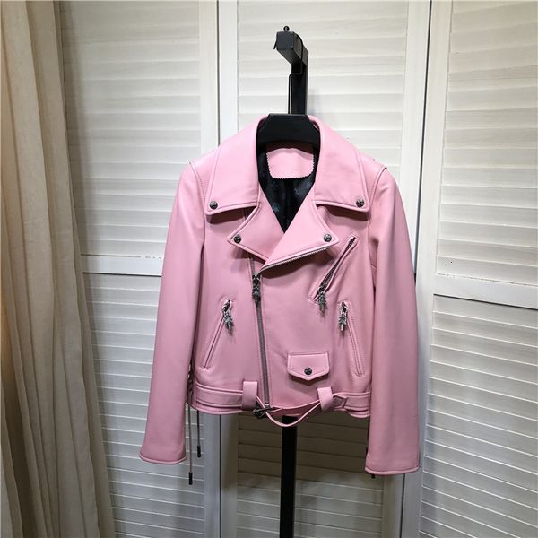 women's jackets european style genuine leather of feminine fashion pink biker jacket b574, Black;brown
women's jackets european style genuine leather of feminine fashion pink biker jacket b574, Black;brown