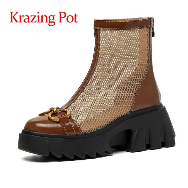 krazing pot brand shoes summer arrival high heel vintage metal breathable handmade solid thick bottom zipper ankle boots l18, Black
krazing pot brand shoes summer arrival high heel vintage metal breathable handmade solid thick bottom zipper ankle boots l18, Black