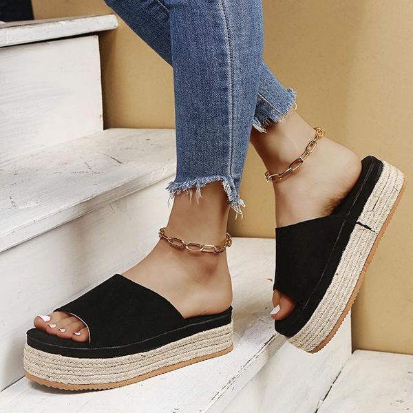 sandals 2021 womens platform slippers summer slip-on flat beach open toe breathable weave shoes outdoor female, Black
sandals 2021 womens platform slippers summer slip-on flat beach open toe breathable weave shoes outdoor female, Black