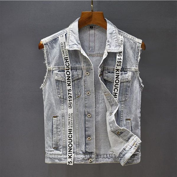 men's vests fashion slim fit denim jacket trendy skinny vest letter braided belt hole stage streetwear light blue coat high quality, Black;white
men's vests fashion slim fit denim jacket trendy skinny vest letter braided belt hole stage streetwear light blue coat high quality, Black;white