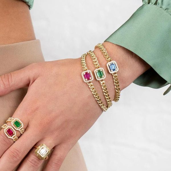 link, chain 2021 summer hiphop rainbow colorful geometric square cz paved cuban link gold color fashion bracelet jewelry for women, Black
link, chain 2021 summer hiphop rainbow colorful geometric square cz paved cuban link gold color fashion bracelet jewelry for women, Black