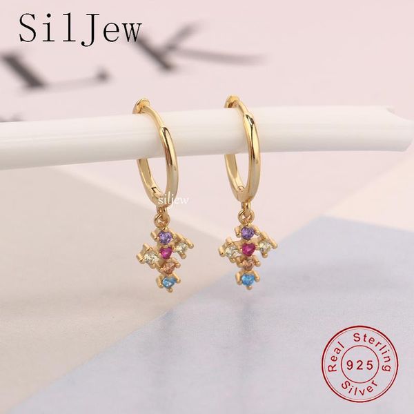 hoop & huggie siljew 925 sterling silver gold rainbow cz cross pendiente drop round earring 2021 rock punk trends european circle, Golden;silver
hoop & huggie siljew 925 sterling silver gold rainbow cz cross pendiente drop round earring 2021 rock punk trends european circle, Golden;silver
