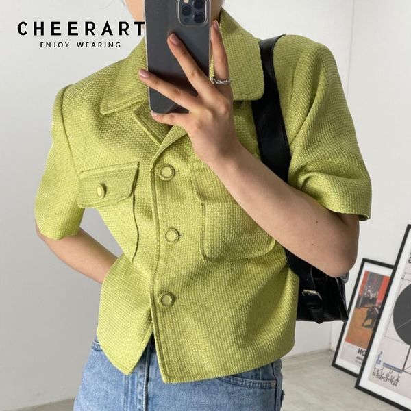 women's jackets cheerart green summer cropped jacket for women 2021 korean fashion white designer coats and, Black;brown
women's jackets cheerart green summer cropped jacket for women 2021 korean fashion white designer coats and, Black;brown
