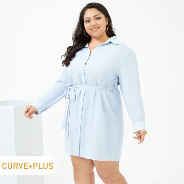 maternity dresses patpat women plus size casual lapel collar button design belted long-sleeve light blue shirt dress, White
maternity dresses patpat women plus size casual lapel collar button design belted long-sleeve light blue shirt dress, White