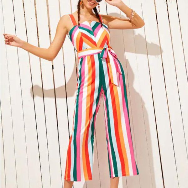 women's jumpsuits & rompers clothes 2021 fashion women multicolor stripe rainbow sleeveless easy camisole jumpsuit drop, Black;white
women's jumpsuits & rompers clothes 2021 fashion women multicolor stripe rainbow sleeveless easy camisole jumpsuit drop, Black;white