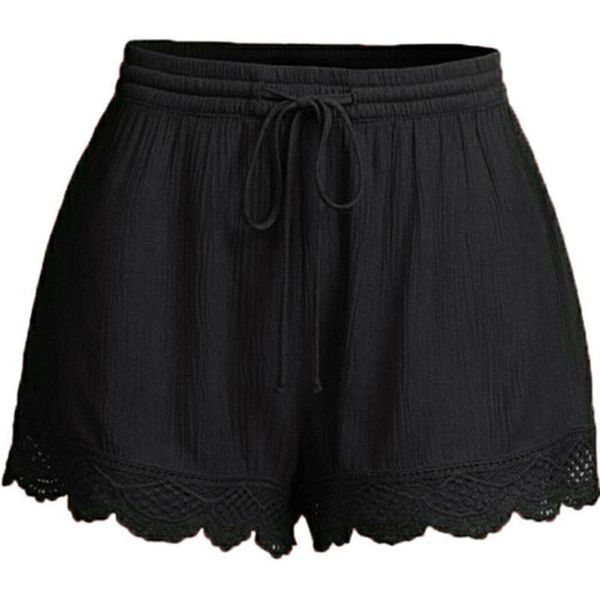 women's shorts european and american style women casual summer solid color lace tie large size for s-5xl, White;black
women's shorts european and american style women casual summer solid color lace tie large size for s-5xl, White;black