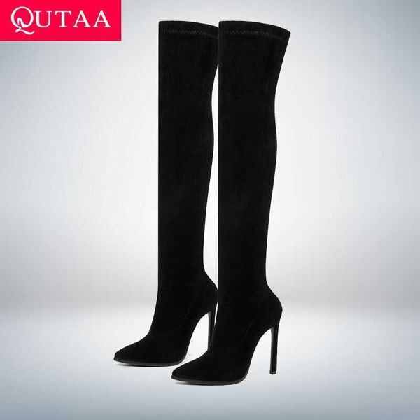 qutaa winter over the knee women boots stretch fabrics high heel slip on shoes pointed toe woman long boots size 34-43 210911, Black
qutaa winter over the knee women boots stretch fabrics high heel slip on shoes pointed toe woman long boots size 34-43 210911, Black