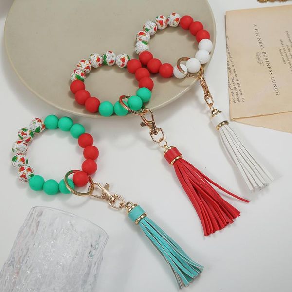 charm bracelets silicone beads keychain for women christmas gift leather tassel bracelet wristlet accessories, Golden;silver
charm bracelets silicone beads keychain for women christmas gift leather tassel bracelet wristlet accessories, Golden;silver