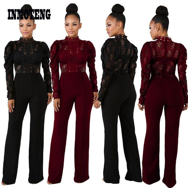 women's jumpsuits & rompers solid stand collar hollow out lace jumpsuit women long sleeve loose romper wine wide leg pants night club p, Black;white
women's jumpsuits & rompers solid stand collar hollow out lace jumpsuit women long sleeve loose romper wine wide leg pants night club p, Black;white