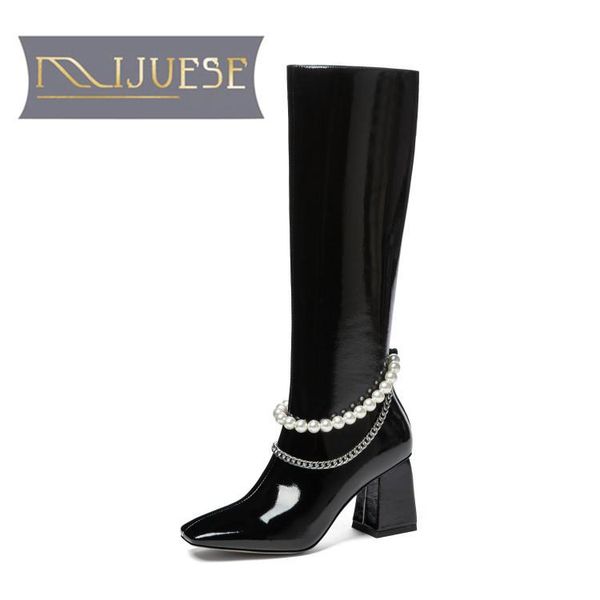 boots mljuese 2021 women knee-high cow leather winter short plush square toe string bead high heels female size 40, Black
boots mljuese 2021 women knee-high cow leather winter short plush square toe string bead high heels female size 40, Black