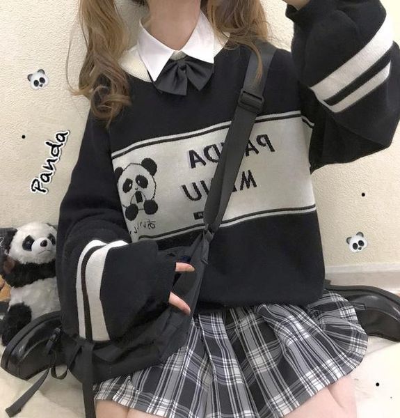women's sweaters panda convenient store winter knittd sweater warm o-neck long sleeve pullovers sweet cute black & yellow, White;black
women's sweaters panda convenient store winter knittd sweater warm o-neck long sleeve pullovers sweet cute black & yellow, White;black