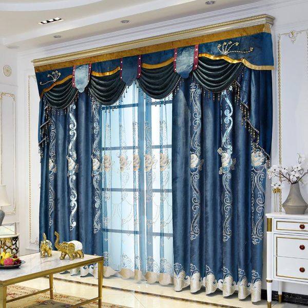 curtain & drapes high-end blue flannel embroidered european style curtains for living room bedroom hollow tulle valance
curtain & drapes high-end blue flannel embroidered european style curtains for living room bedroom hollow tulle valance