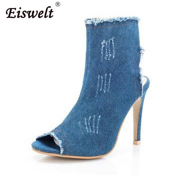 boots eiswelt ankle for women fashion summer high heel ladies shoes female peep toe denim solid, Black
boots eiswelt ankle for women fashion summer high heel ladies shoes female peep toe denim solid, Black