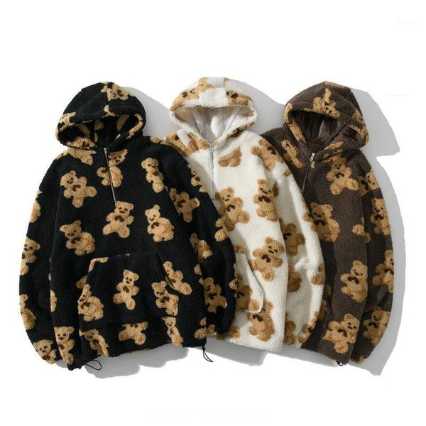 men's hoodies & sweatshirts hip hop lambswool jacket bear print pullover hooded men harajuku streetwear oversized couple hoodie coat ou, Black
men's hoodies & sweatshirts hip hop lambswool jacket bear print pullover hooded men harajuku streetwear oversized couple hoodie coat ou, Black