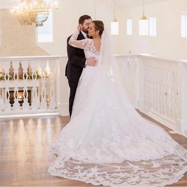 luxury full lace mermaid wedding dresses v neck long sleeves bridal gown sweep train plus size vestiods bridal gowns, White
luxury full lace mermaid wedding dresses v neck long sleeves bridal gown sweep train plus size vestiods bridal gowns, White