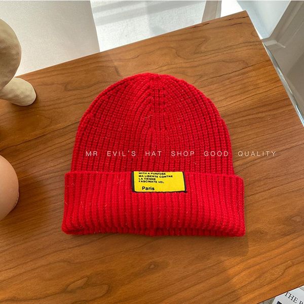 beanie/skull caps 2021 women's hats for autumn and winter warmth all-match label knit hat trend south korea cold windproof woolen, Blue;gray 
beanie/skull caps 2021 women's hats for autumn and winter warmth all-match label knit hat trend south korea cold windproof woolen, Blue;gray